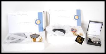 Two boxed Franklin Mint pocket watches and one other, one for The Lord of the Rings featuring