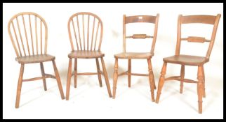 A set of four 19th Century Victorian beech and elm harlequin dining chairs, the set made up of two