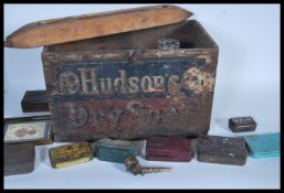 A vintage 20th Century advertising transportation wooden box with notation for Hudson's soap