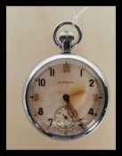 A 1930's  Leonidas Jaeger Le Coultre faced Art Deco General Services military open faced pocket