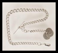 A late 19th Century Victorian silver hallmarked watch fob chain dating to 1897, makers mark for E
