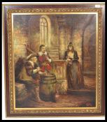 DePre - An oil on canvas painting , depicting three figures in 17th Century clothing drinking wine