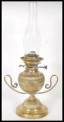 A vintage early 20th Century brass oil lamp titled ' The Hicks No2 ', the brass lamp of bulbous form