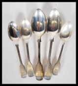 A collection of 19th Century Victorian silver hallmarked spoons to include two Joseph & Albert