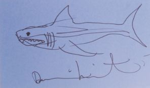RARE DAMIEN HURST SIGNED ' SHARK ' SKETCH ON PAPER