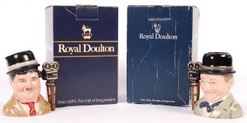 PAIR OF VINTAGE ROYAL DOULTON LAUREL & HARDY CERAMIC JUGS