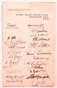 RARE 1920'S SURREY & LANCASHIRE EARLY CRICKET AUTOGRAPHS