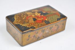 19TH CENTURY QAJAR LACQUERED PAPIER MACHE SNUFF BO