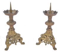 A PAIR OF 18TH CENTURY ITALIAN BRONZE ALTAR PRICKE