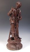 LARGE 19TH CENTURY BRONZED SPELTER SCULPTOR FIGURE