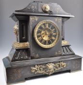 A LARGE 19TH CENTURY MARTI AND CO SLATE MANTEL CLO