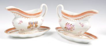 PAIR OF 19TH CENTURY SAMSON ARMORIAL CRESTED GRAVY