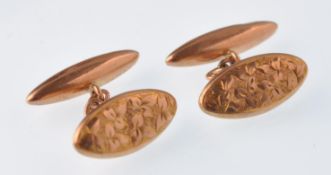 A pair of Edwardian 9ct rose gold gentleman's cuff