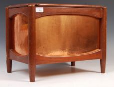 20TH CENTURY RETRO VINTAGE TEAK AND COPPER OTTOMAN / BOX