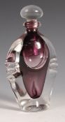 LATE 20TH CENTURY STDIO ART GLASS SCENT BOTTLE BY K. RUSHBROOKE