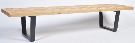 AFTER GEORGE NELSON A CONTEMPORARY ASH WOOD SLATTED BENCH