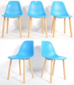 CONTEMPORARY INJECTION MOULDED SHELL AND BEECH DINING CHAIRS