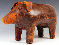 LIBERTY OF LONDON LEATHER CLAD MODEL OF A PIG BY DIMITRI OMERSA