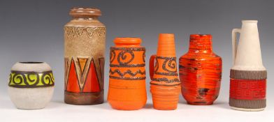 ASSORTED 1960'S W. GERMANY STUDIO ART POTTERY VASE & JUGS