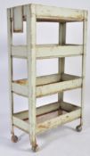 A 20TH CENTURY RETRO VINTAGE INDUSTRIAL FOUR TIER TROLLEY
