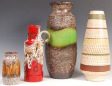 W. GERMAN VINTAGE STUDIO ART POTTERY VASES, JUG AND LAMP