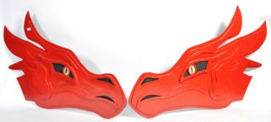 PAIR OF UNUSUAL FAIRGROUND ./ CIRCUS DRAGON PANELS.