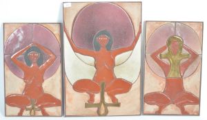 GROUP OF THREE EGYPTIAN INSPIRED TILE WALL ART PANELS.