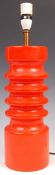UNUSUAL ORANGE STUDIO ART POTTERY HOOPED LAMP BASE