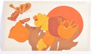 1970'S RETRO VINTAGE SCREEN PRINTED FABRIC WALL ART