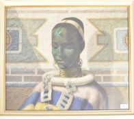 AFTER VLADIMIR TRETCHIKOFF RETRO VINTAGE LADY OF NDEBELE PRINT