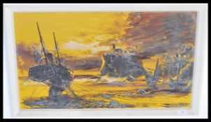 A vintage mid 20th century oil on board knife pain