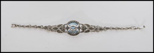 A silver and marcasite Art Deco style filigree bra