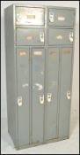 A retro 20th Century industrial factory locker of unusual configuration, for small lockers over four