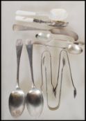 A collection of hallmarked silver flatware to include a pair of Arthur Price & Co Ltd dinner table