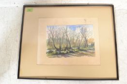 Henri-Joseph Harpignies (1819-1916) - A watercolour on paper depicting a river scene in winter