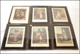 A group of six 19th 'Century Cries' of London hand coloured engravings after F. Wheatley R. A. to