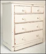 A Victorian 19th century painted shabby chic mahogany 2 over 3 chest of drawers. Raised on a