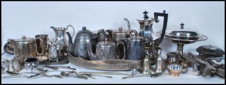 A large collection of vintage silver plate and pla
