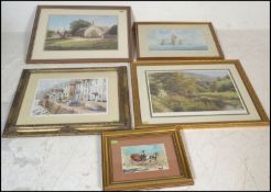 A collection of paintings, pictures and prints to include an original oil painting of a cart by