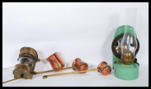 A collection of 20th Century brass and other items to include three graduating copper bowl and brass