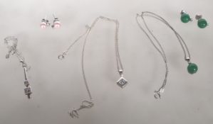 A collection of stamped 925 jewellery to include a demi parure necklace and earrings set with