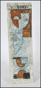 A 20th century tall 'Troika' Cornish St Ives pottery vase having textured abstract finish by