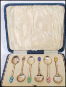 A set of six 1920's Art Deco silver hallmarked Turner & Simpson tea spoons having geometric