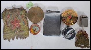 A small collection of 20th Century ladies items to include two mesh purse both having decorative
