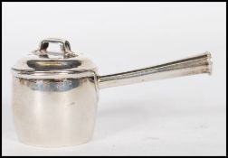 A Chester hallmarked miniature saucepan pepper pot / pepperette. The base with hallmarks for Chester