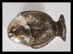 A continental silver hallmarked table salt / condiment in the form of a fish. Marked to base with