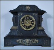 A LARGE 19TH CENTURY MARTI AND CO SLATE MANTEL CLO