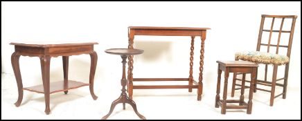 A good 1920's barley twist mahogany occasional table raised on pierced barleytwist uprights together