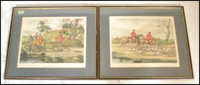 2 19th century Victorian framed Hunting prints after H Alken to include Breaking Cover and Full Cry.