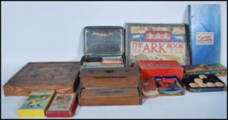 A collection of 20th Century vintage game to include small child's Fairylite play piano, Lotto,